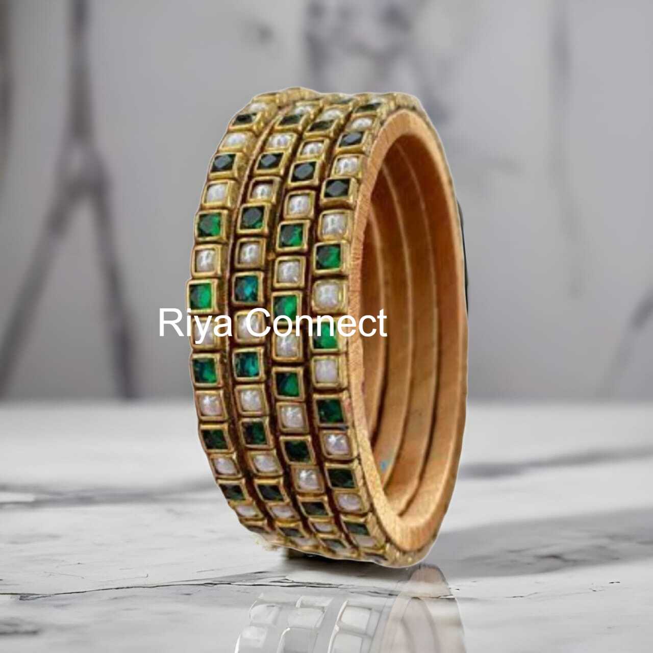 Glossy Square Silk Thread Bangle (Dual Shade with White) Collection - 01