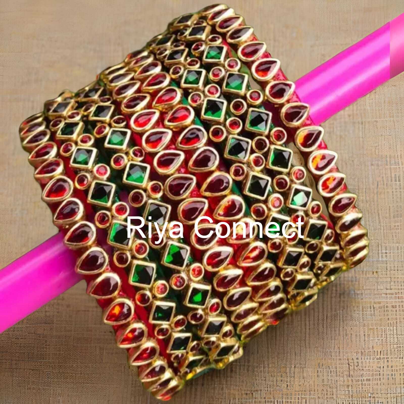 Red & Dark Green Combo Silk Thread Bangles 