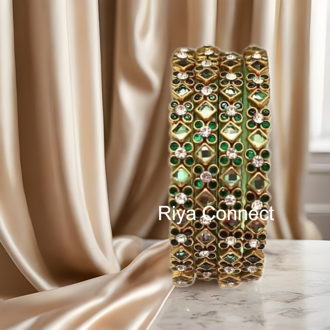 Glossy Square Silk Thread Bangle Collection - 07